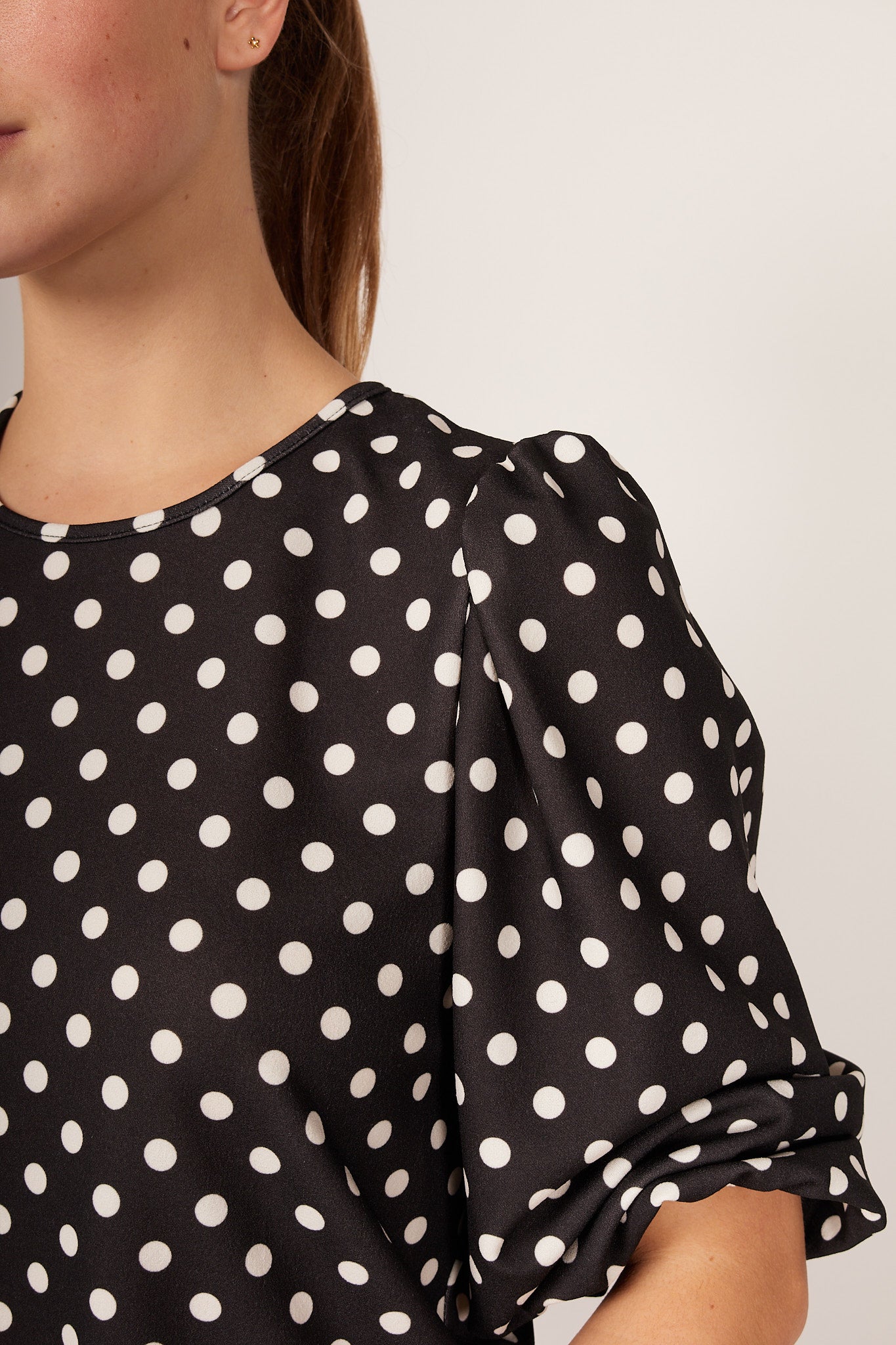 Zwarte Top met Polkadot