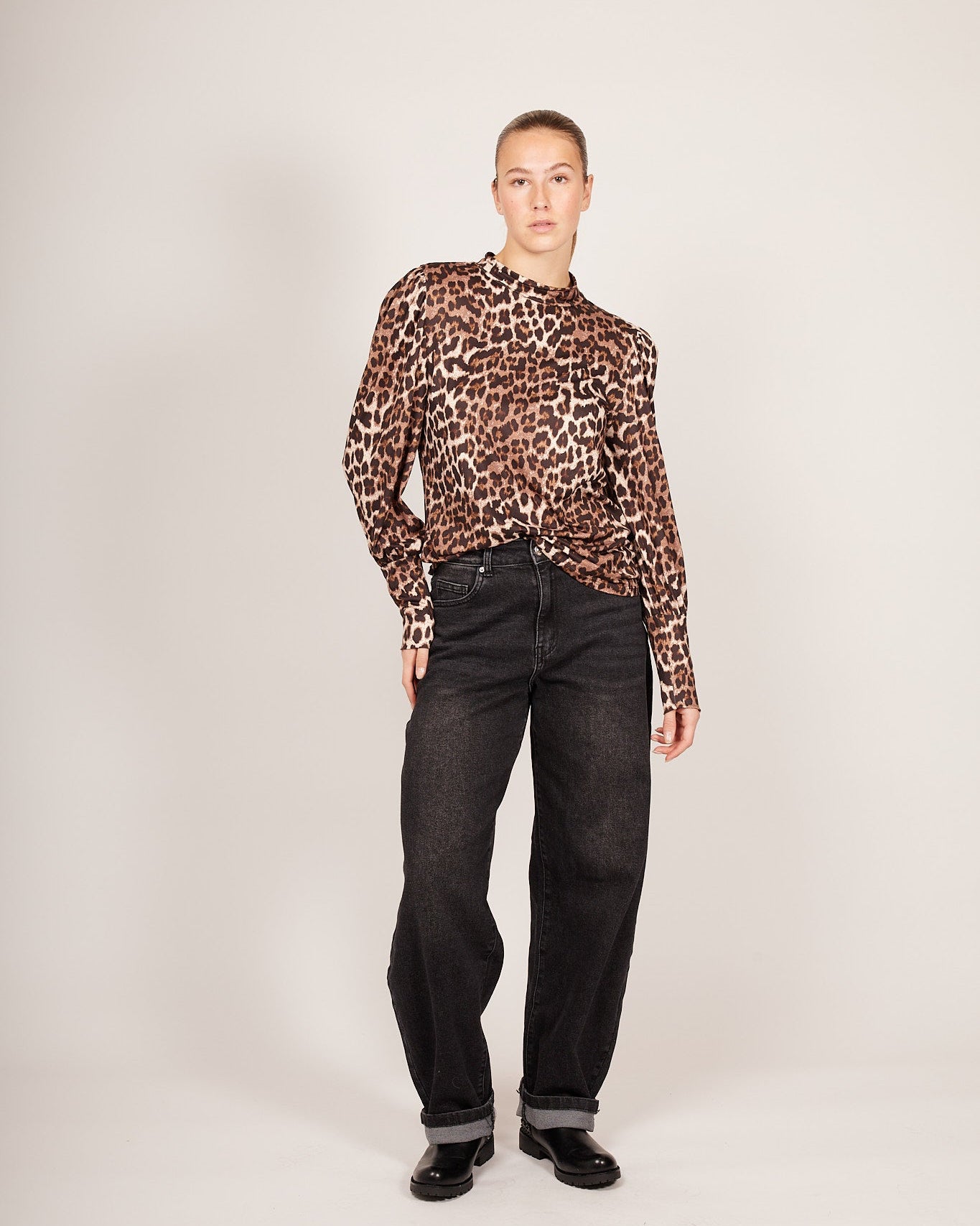 Beige Top met Tijger Print