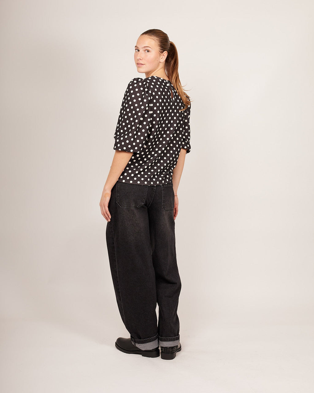 Zwarte Top met Polkadot