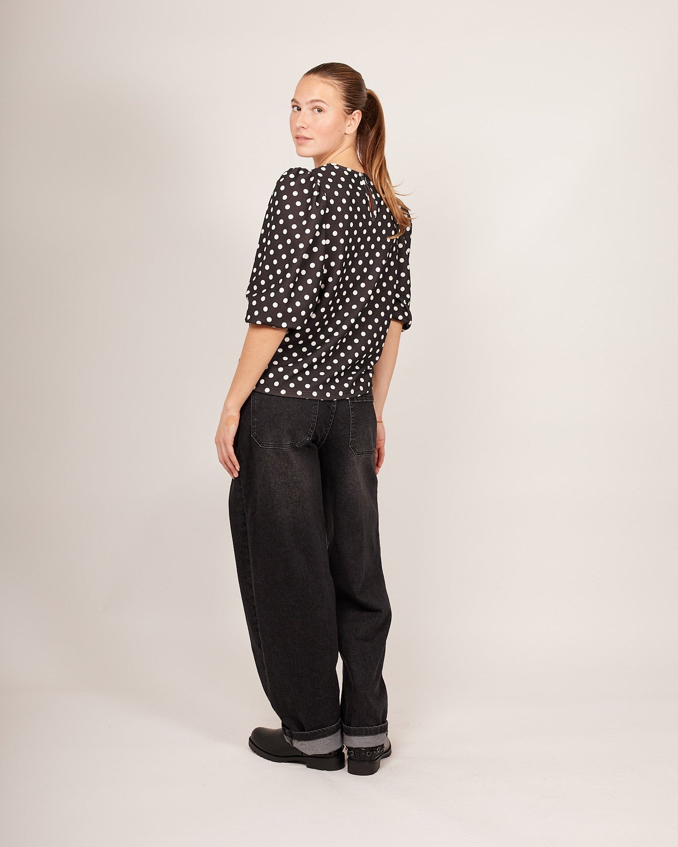 Zwarte Top met Polkadot