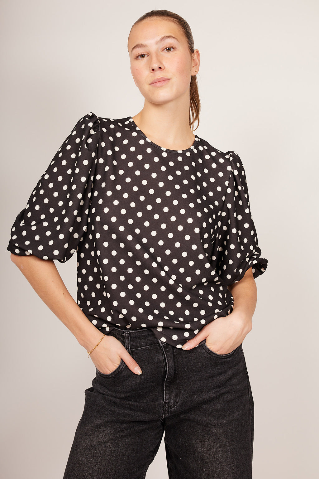 Zwarte Top met Polkadot